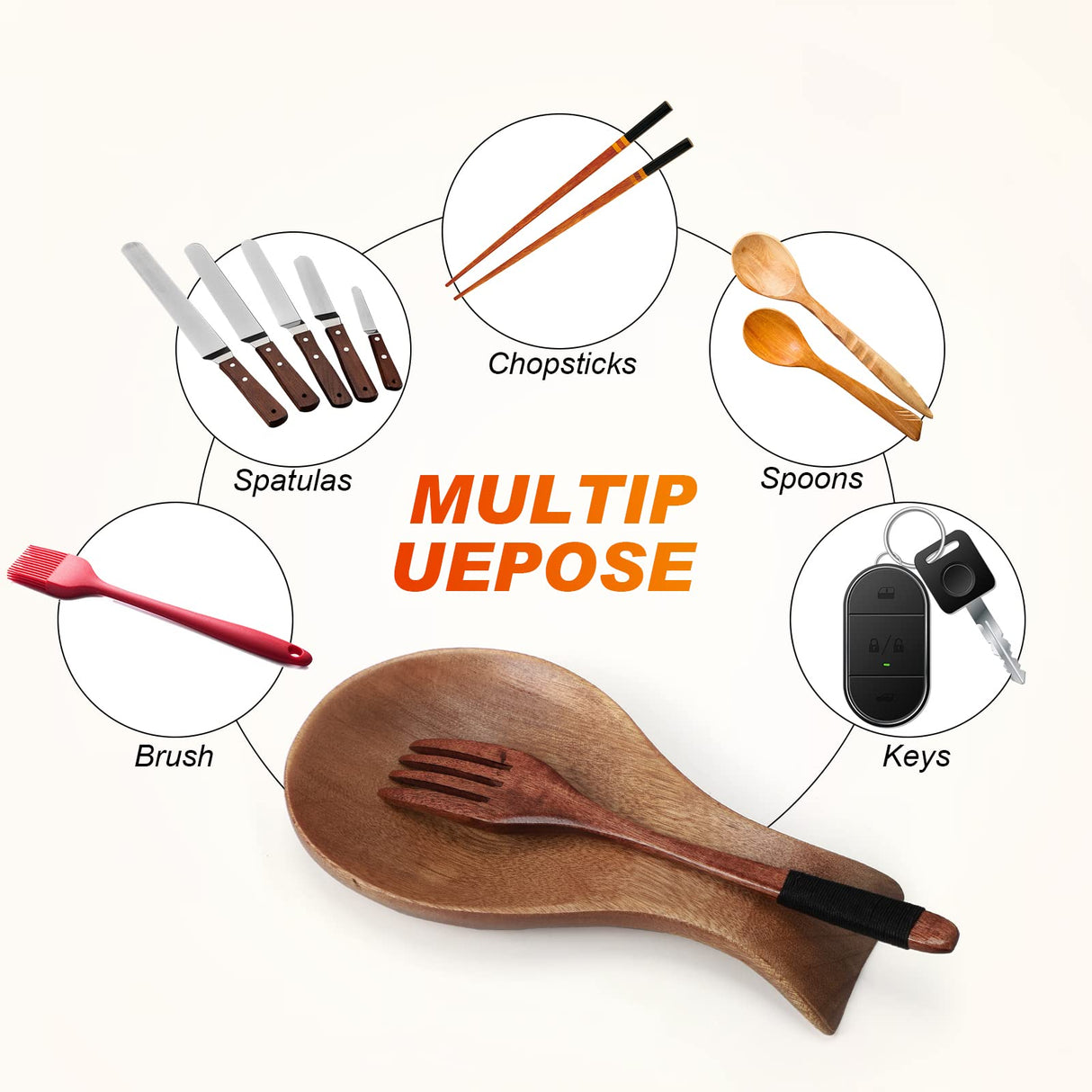 Spoon Rest For Stove Top Bamboo Holder for Spatula Wood Spoon Rest for Kitchen Counter Spoon Holder for Stove Top or Countertop, Spoon or Tong, Modern and Rustic Spoon Rest for Farmhouse (Brown) Patelai