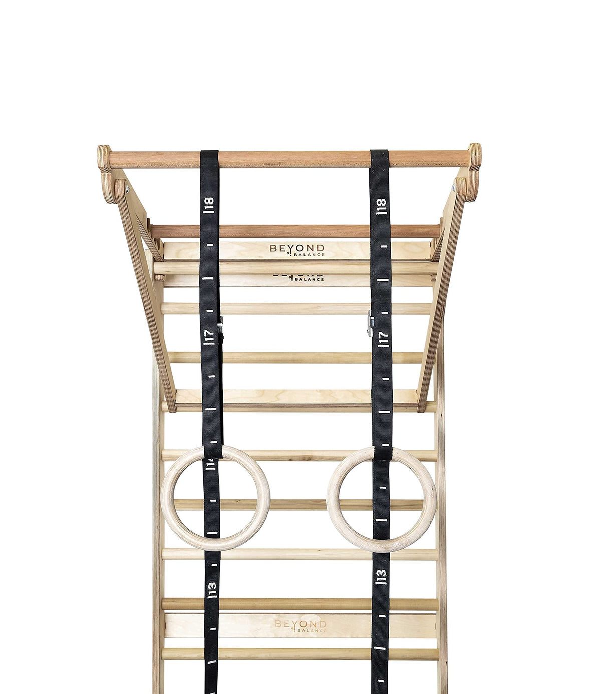 Stall Bar Training Tower: Swedish Ladder with Adjustable Pull-Up Dip Bar Attachment (1.5" Round, Beech Rungs) Beyond Balance