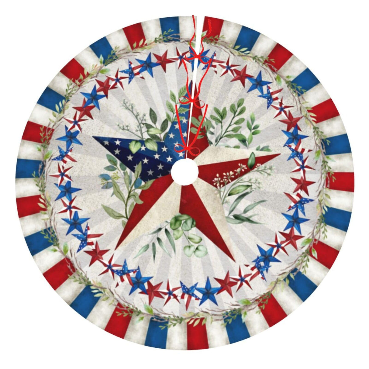 Patriotics 4th of July Tree Skirt Skirt Memorial Day Stars and Stripes Christmas Tree Skirts Veterans Day Xmas Tree Mat Christmas Tree Ornaments Decoration 30" XYSKINO