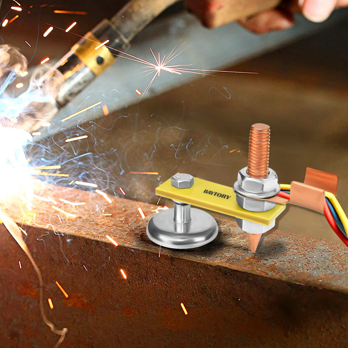 BAYTORY Upgrade Magnetic Welding Support Ground Clamp Tools, Welding Magnet Head Strong Magnetism Large Suction, Copper Tail Welding Accessories Stability Clamps BAYTORY