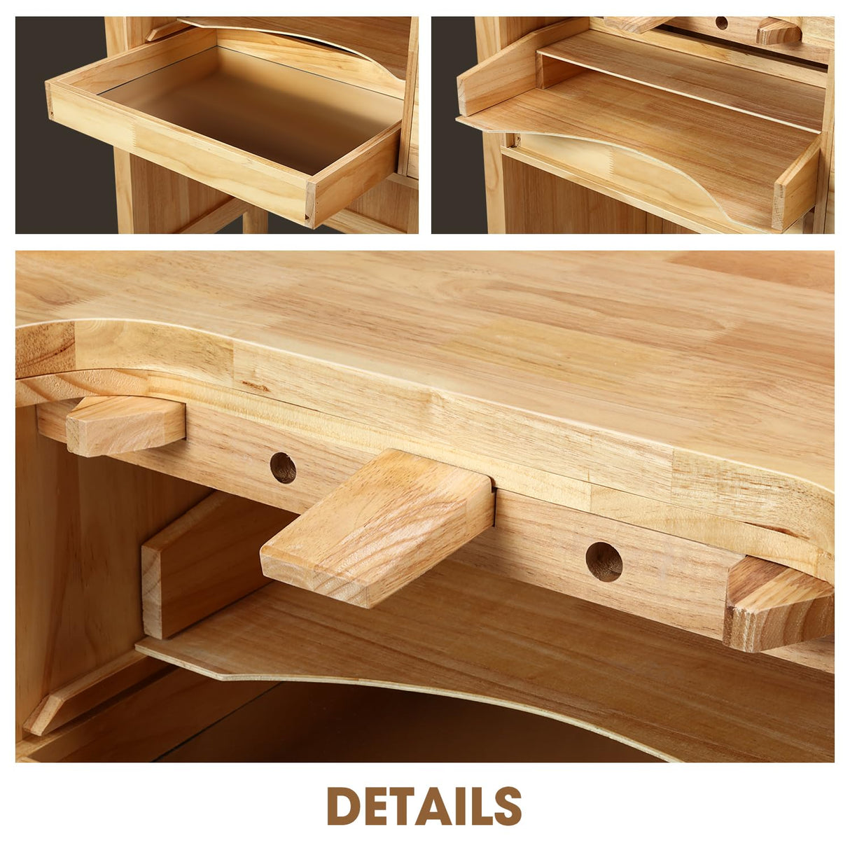 DNA MOTORING Heavy Duty Wood Workbench, Wooden Workbench with 5 Drawers for Workshop, Garage, W/Adjustable Handle, TOOLS-00524 DNA MOTORING