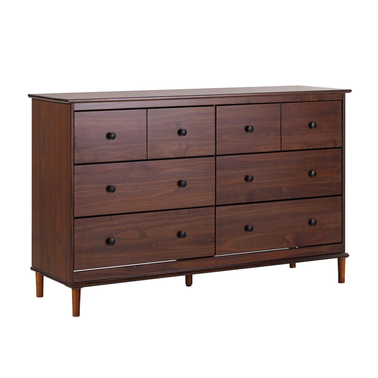 Walker Edison Modern 6-Drawer Solid Wood Dresser Bedroom Storage, 57 Inch, Walnut Walker Edison
