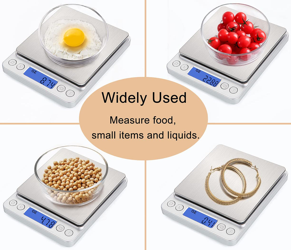 Food Scale Digital Kitchen Scale for Food Ounces and Grams, Small Electronic Pocket Scale for Weight Loss, Baking, Cooking, Coffee, Jewelry, 6.6lb/3kg, 0.01oz/0.1g Precision (Batteries, 2 Trays) Sylhair