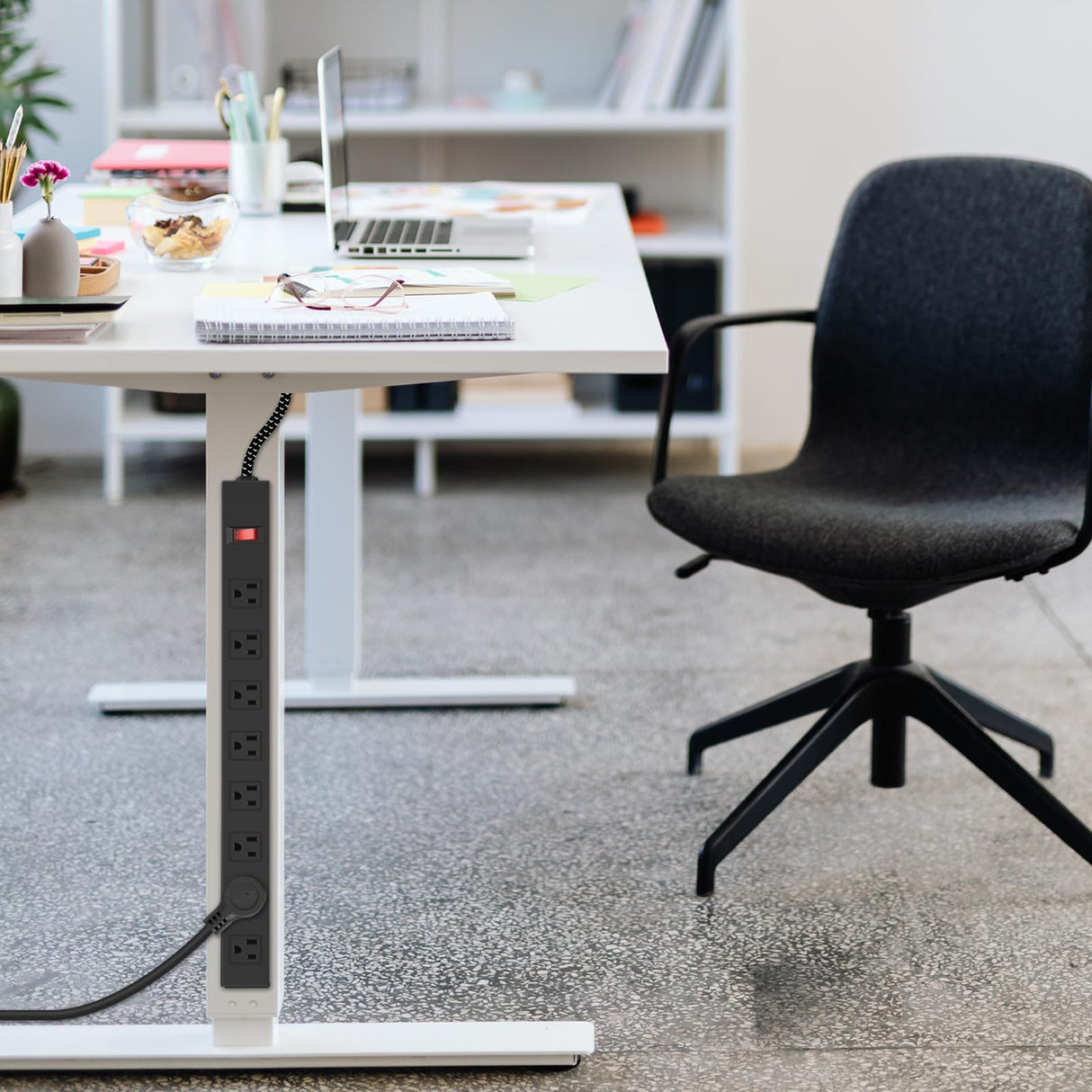 Metal 8 Outlet Mountable Power Strip with Switch,Wide Spaced Heavy Duty Wall Mount Power Strip Surge Protector 1200J,6FT 14AWG Braided Cord 15A 125V 1875W for Home Office Industrial Garage Commercial ANNQUAN