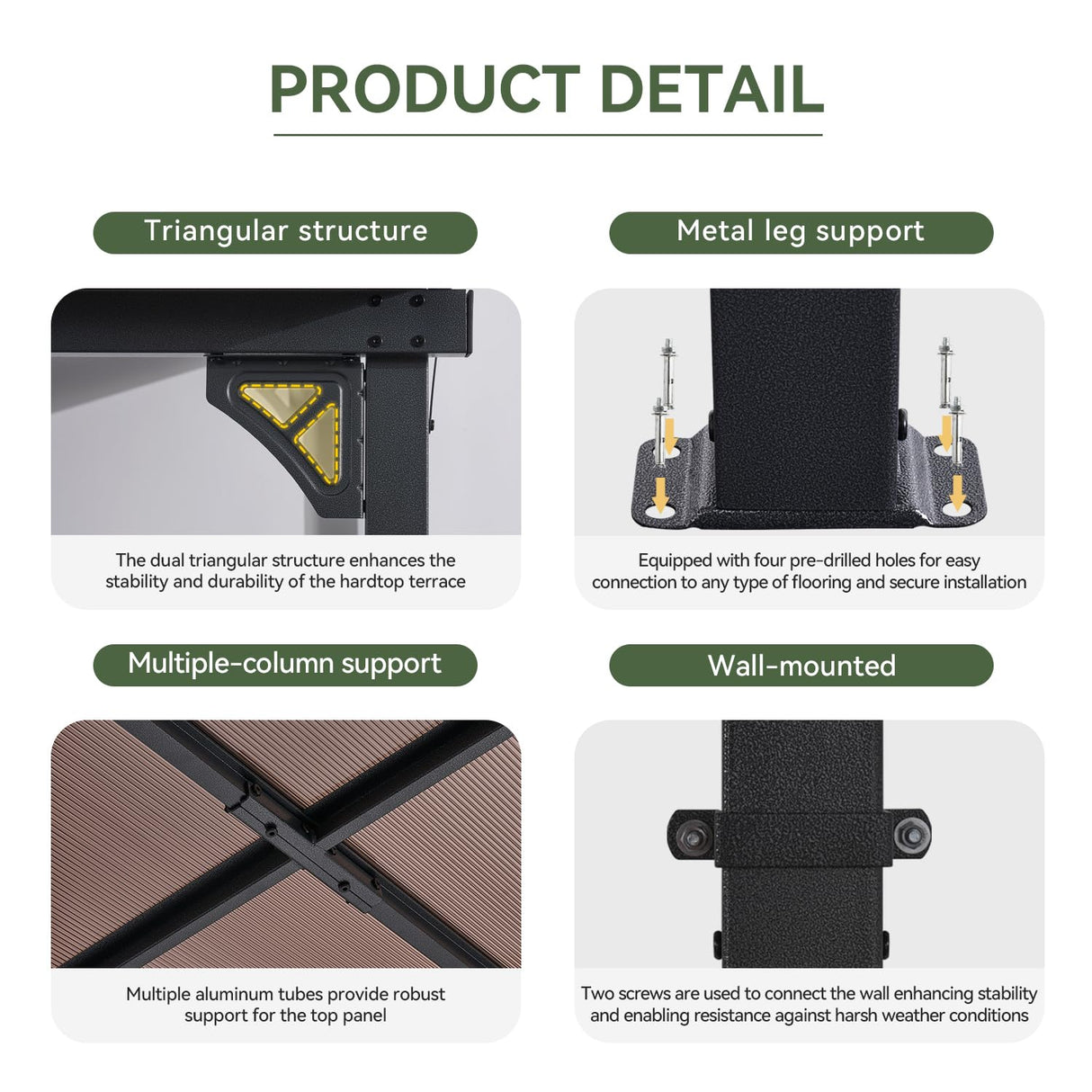 Aoxun 10' x 12' Gazebo for Patio, Gazebo Pergola with Sloped Roof, Large Wall-Mounted Heavy Duty Awnings, for Backyard, Deck, Patio Aoxun