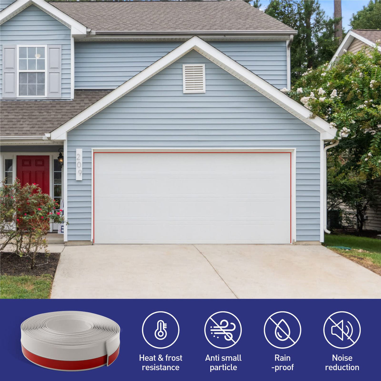 FOSLUOC Garage Door Seal Top and Sides Seal Strip 34FT Rubber Weather Stripping Replacement Soft and Hard Composite, Weatherproofing Universal Sealing (Grey) FOSLUOC