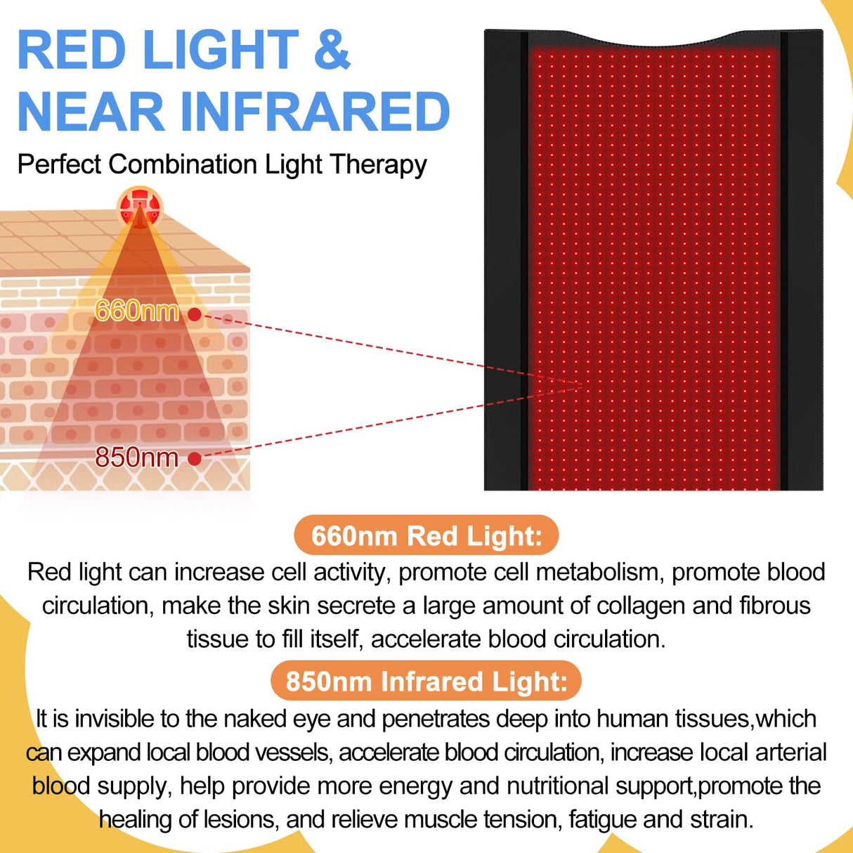 Kaoudt 2025 New Dual Wavelength LED Beads 660nm&850nm Red Light Therapy Mat Full Body Used to Relieve Pain 73''x 33'' Kaoudt