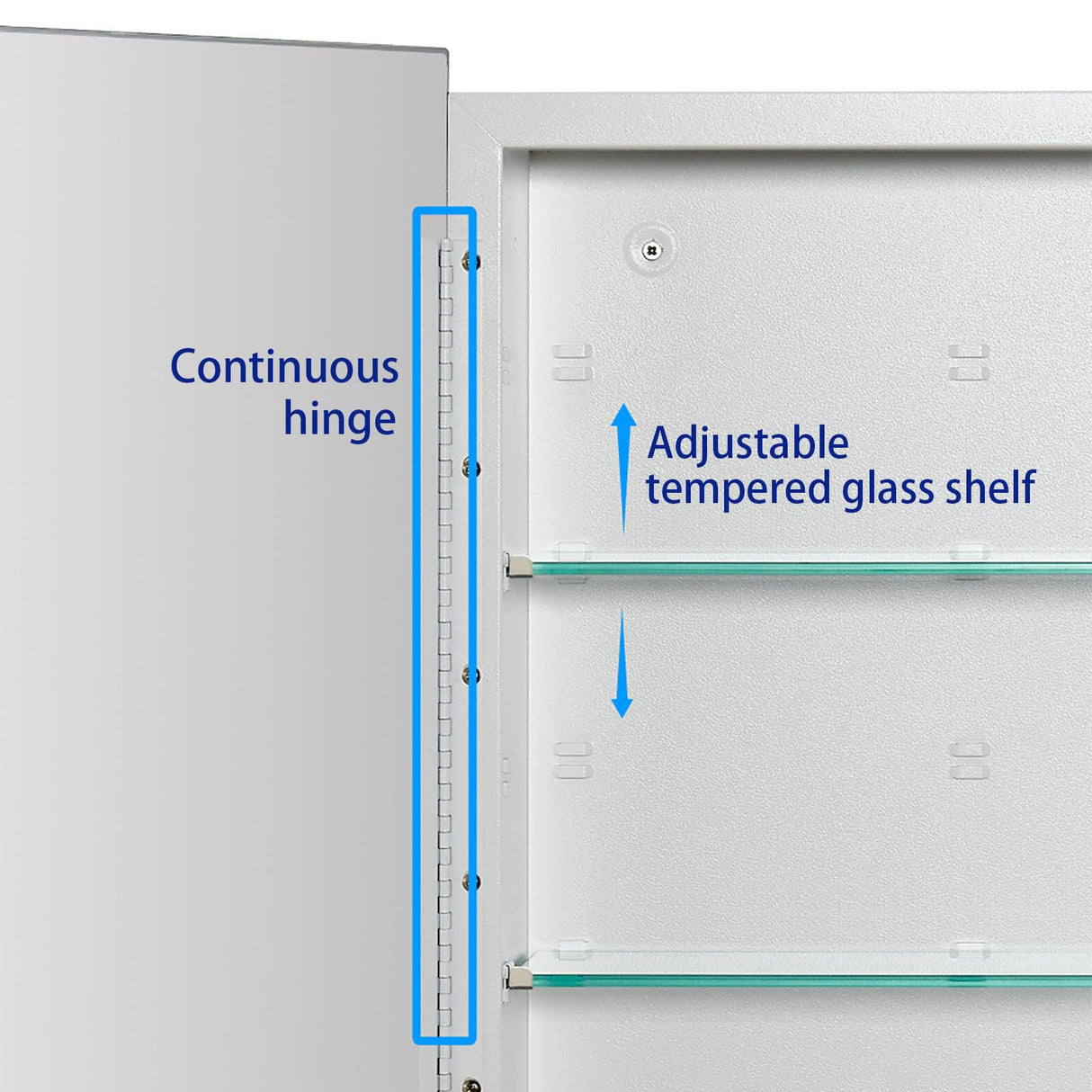 IDYLLOR Bathroom Medicine Cabinet with Beveled Edge Mirrored Door 14 x 18 inch, Recessed or Surface Mount, with Adjustable Glass Shelves IDYLLOR