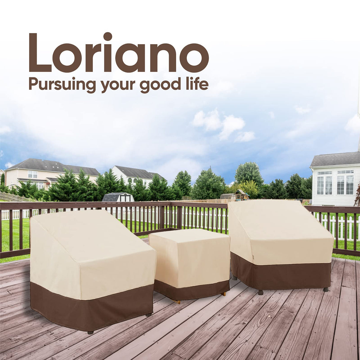loriano Patio Furniture Covers Set, 3 Piece Outdoor Furniture Cover Waterproof, 600D Heavy Duty Lawn Furniture Covers Set loriano