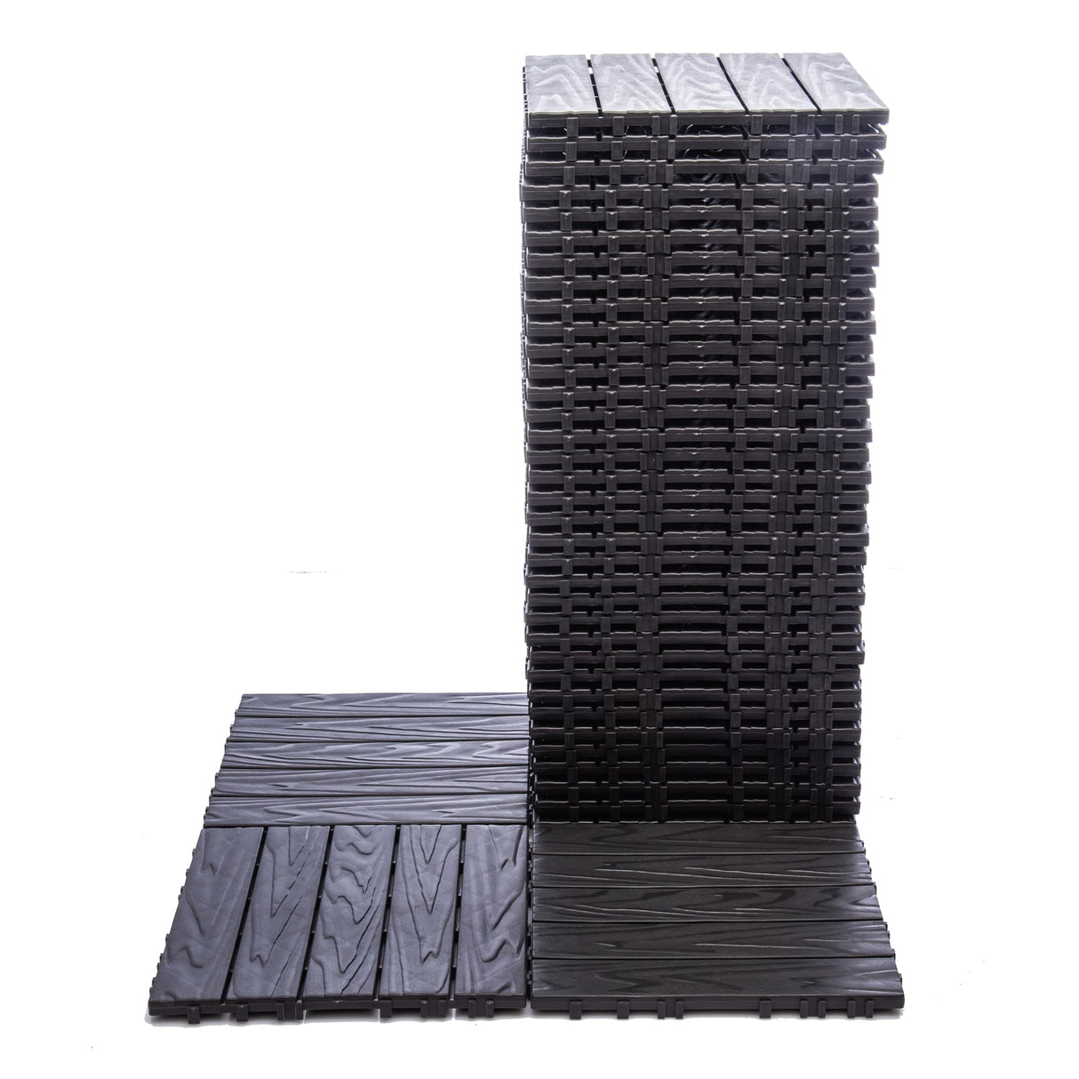 76-Pack Interlocking Deck Tiles - 11.42"x11.42" Dark Gray Polypropylene Flooring, 68.80 Sq.Ft Waterproof & Moisture-Proof Outdoor Patio Tiles, Easy Snap-Together Installation! Zjjseloru