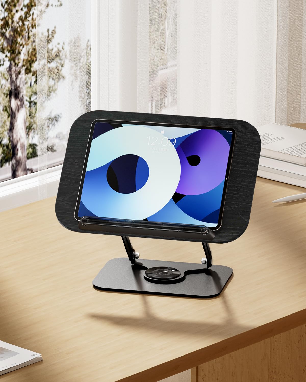 Viozon Book Stand for Reading,Book Holder, Height&Angle Adjustable, 360° Rotating Base, Foldable and Portable, Lightweight for Office, Kitchen, School Textbook, Recipe, Magazine,Kindle,Table B Viozon