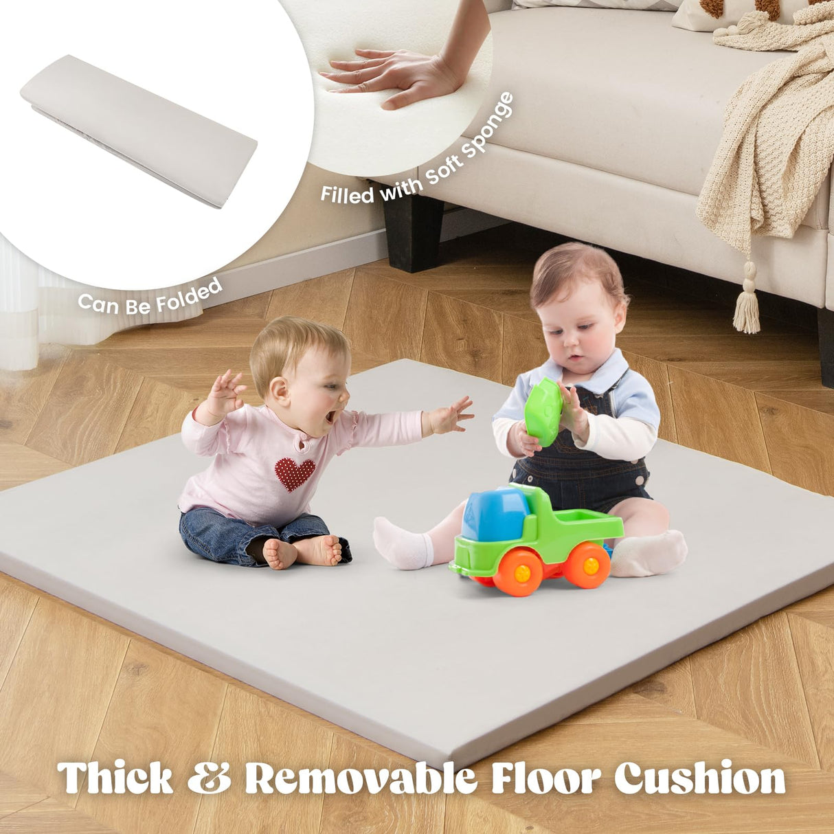 Costzon Large Kids Tent, 6-in-1 Wooden Frame Play House with Table and Chair Set, Blackboard, 6 Storage Bins & Soft Floor Mat, Indoor Playhouse for Costzon