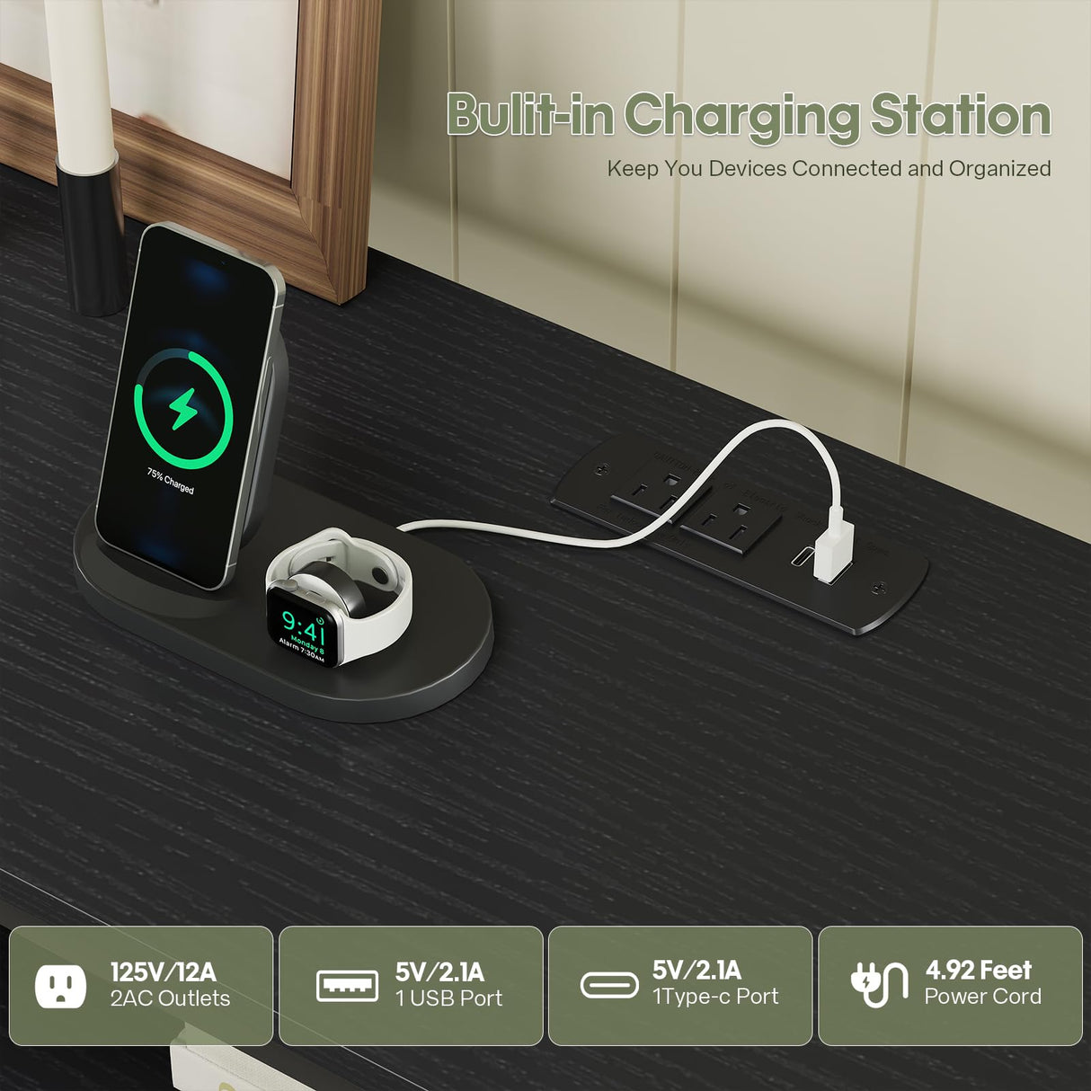 busyaeh 65 Inch Tv Stand with 12 Drawers for 55 65 70 in Tv Stands with Led Lights & Charging Station, 63" Dresser Tv Stand with Open Shelves & 6 Metal Hooks for Bedroom Living Black busyaeh