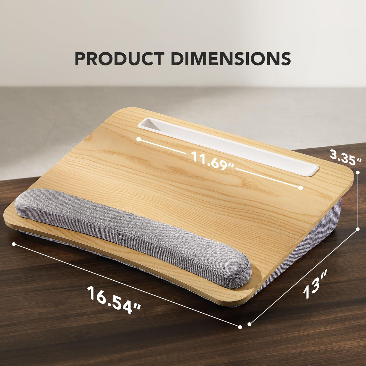 HUANUO Lap Laptop Desk - Portable Lap Desk with Pillow Cushion, Fits up to 15.6 inch Laptop, with Anti-Slip Strip & Storage Function for Home Office Students Use as Computer Laptop Stand - Light Wood HUANUO