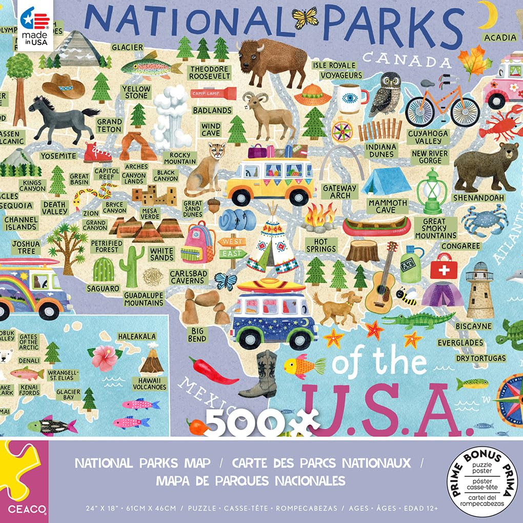 Ceaco - National Parks Map - 500 Piece Jigsaw Puzzle Ceaco