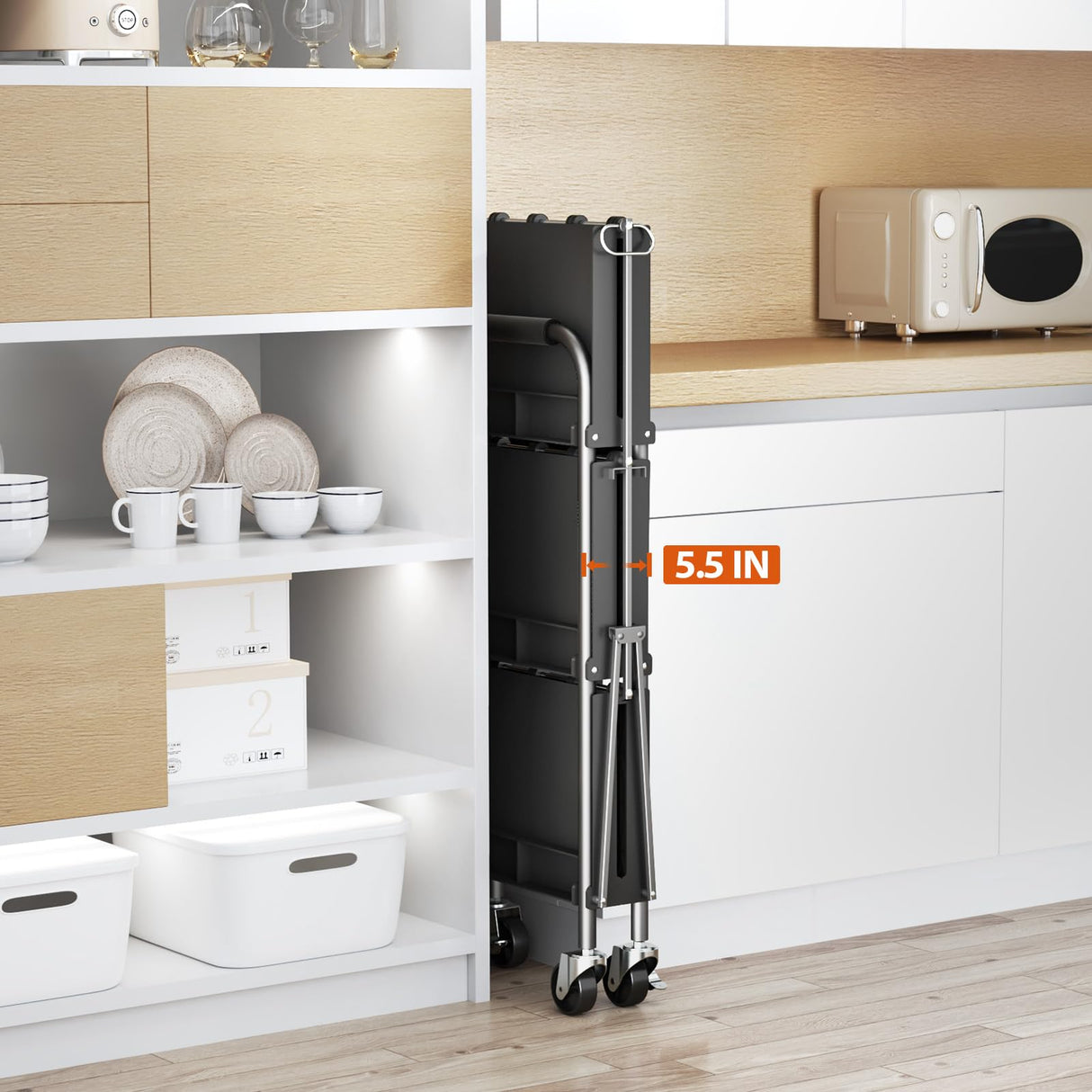 KINGRACK 3 Tier Rolling Tool Cart with Wheels and Ergonomic Handle, Heavy Duty Foldable Utility Service Cart with Organizer Shelf, Multifunctional Storage Organizer, Practical for Home, Office, Garage KINGRACK