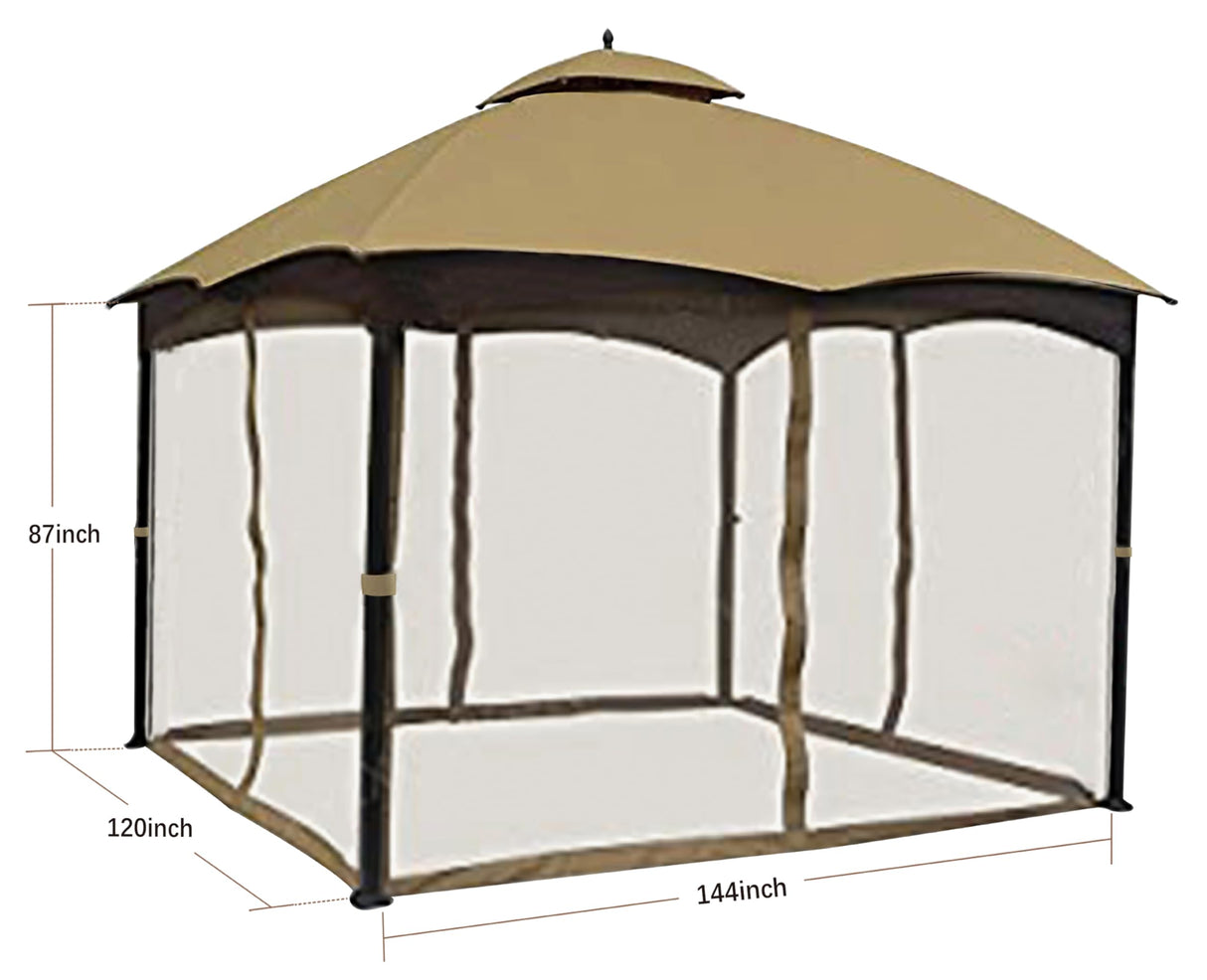 SCOCANOPY Beige 10' x 12' Gazebo Privacy Curtain Set for Lowe's Allen Roth 10X12 Gazebo Model #GF-12S004B-1 / GF-12S004BTO/ TPGAZ17-002 - WoodArtSupply