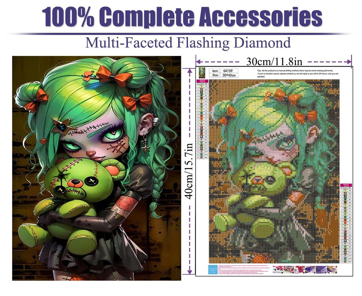 nekpiahu Gothic Diamond Art Kits for Adults,Diamond Painting Kits for Adults,DIY Round Full Drill Diamond Dot,5D Diamond Painting for Adults,Crystal Art Gem Art for Home Decor 12x16inch nekpiahu