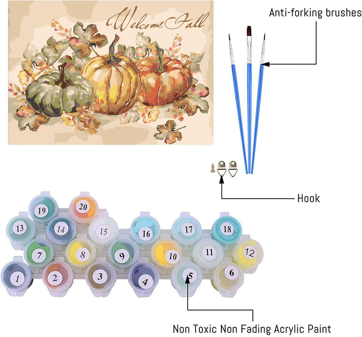 Apcufir Fall Paint by Numbers for Adults,Pumpkin Paint by Numbers Kits for Beginner,Autumn Paint by Number on Canvas for Holiday Home Wall Decor 16X20 Inch Apcufir