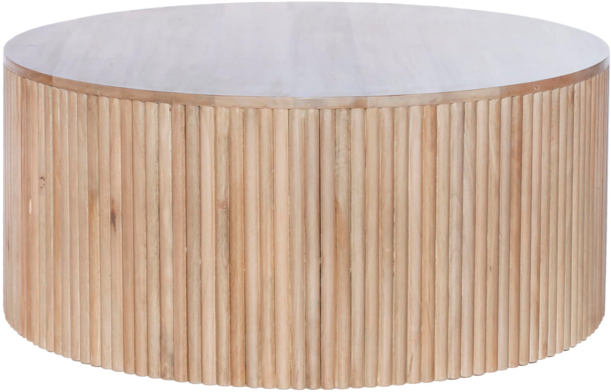 Meridian Furniture Oakhill Collection Modern | Contemporary Round White Oak Finish Coffee Table, 36" W x 36" D x 16" H, Brown Meridian Furniture