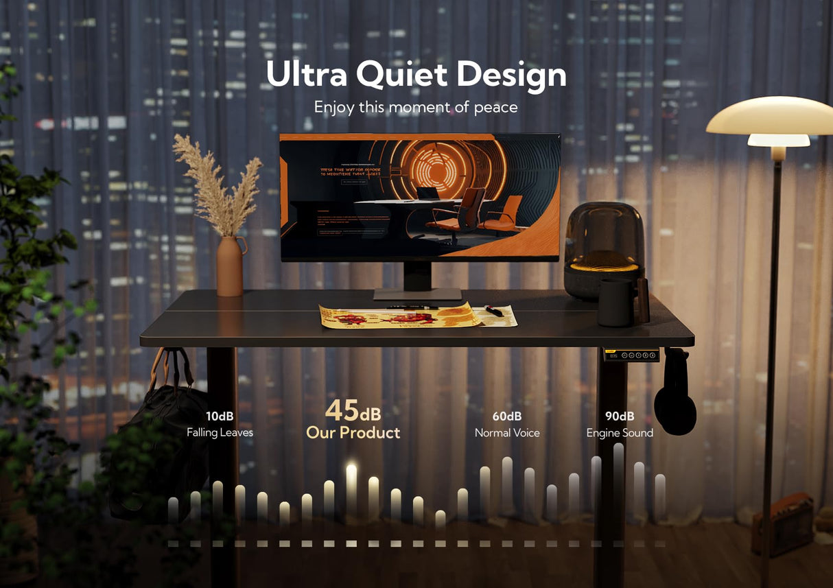 Claiks Electric Standing Desk, Adjustable Height Stand up Desk, 48x24 Inches Sit Stand Home Office Desk with Splice Board, Black Frame/Black Top Claiks