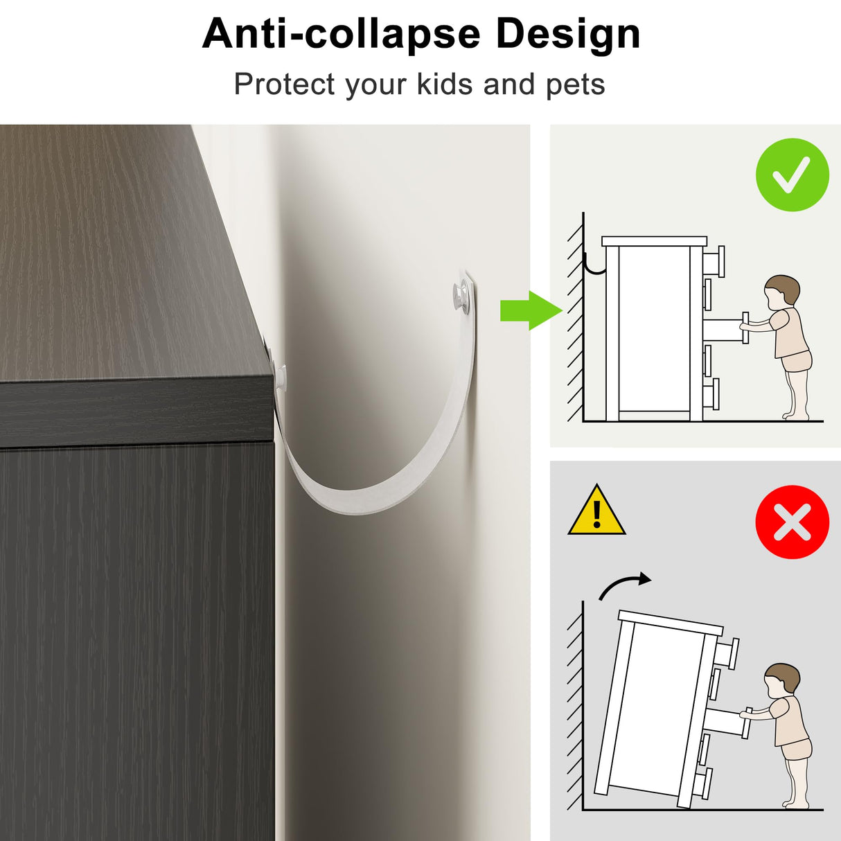 Jocoevol Modern Black 6 Drawer Dresser - Simply Chest of Drawers for Bedroom, Closet, Living Room, Hallway, Entryway, Wood Storage Double Dresser with Smooth Metal Rails - Black Jocoevol