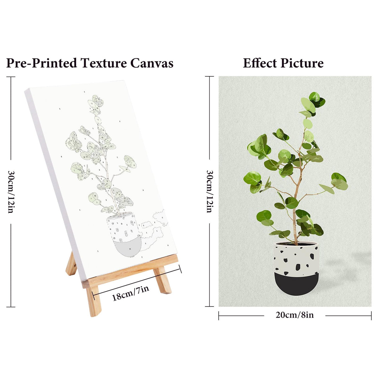 Fountor 4 Pack Framed Paint by Numbers Kit for Adults Beginners with Wooden Easel, DIY Green Plant Paint by Number Kit with Frame, Simple Plants Painting by Numbers for Home Wall Decor, 8x12 inch Fountor