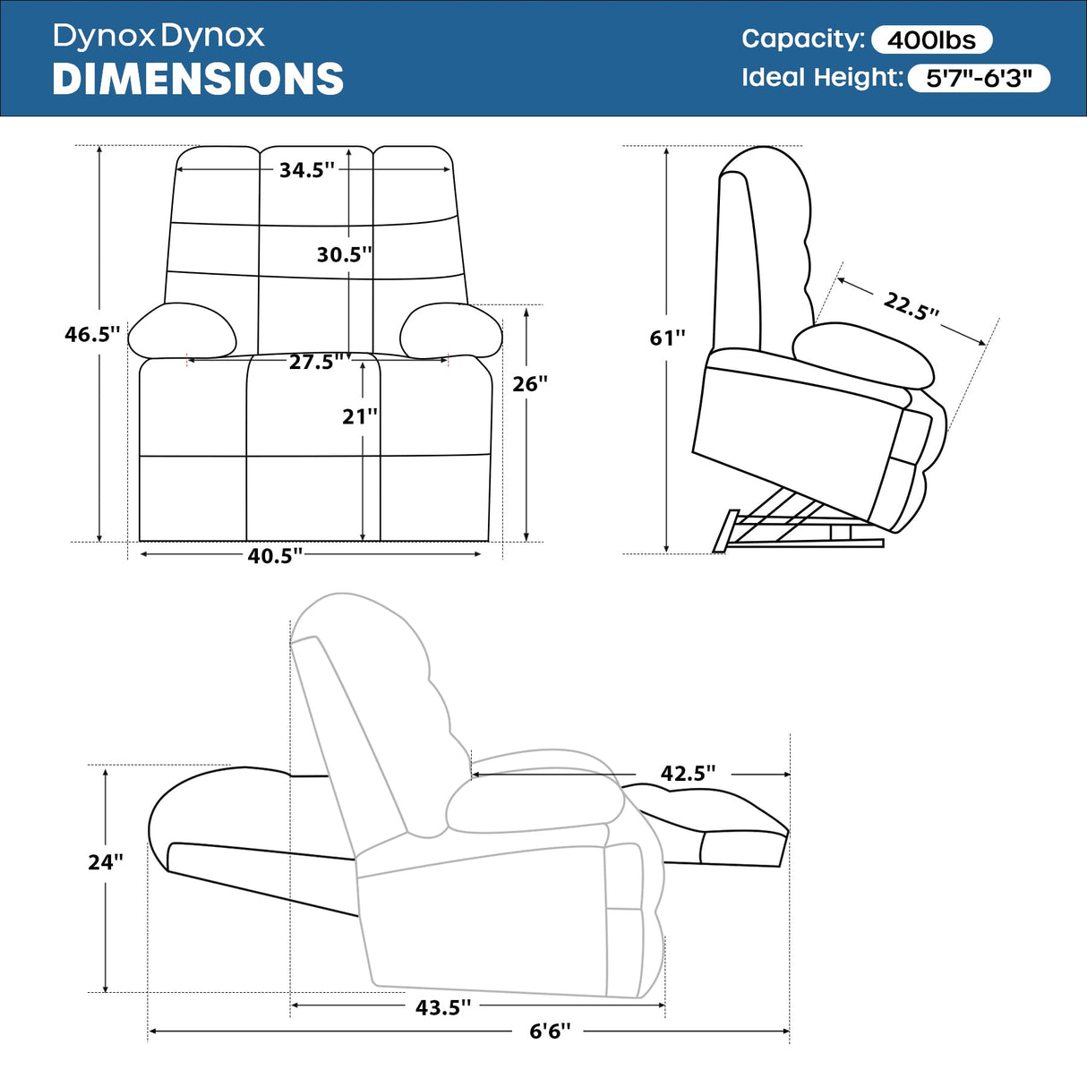DYNOX 400lbs Lift Chairs for Big & Tall Seniors Power Lay Flat Recliner Extra Large Wide Oversized Lift Sofa with Heat Massage Electric Lift Recliner Chair Bed(9205,Faux Leather, Dark Brown) DYNOX