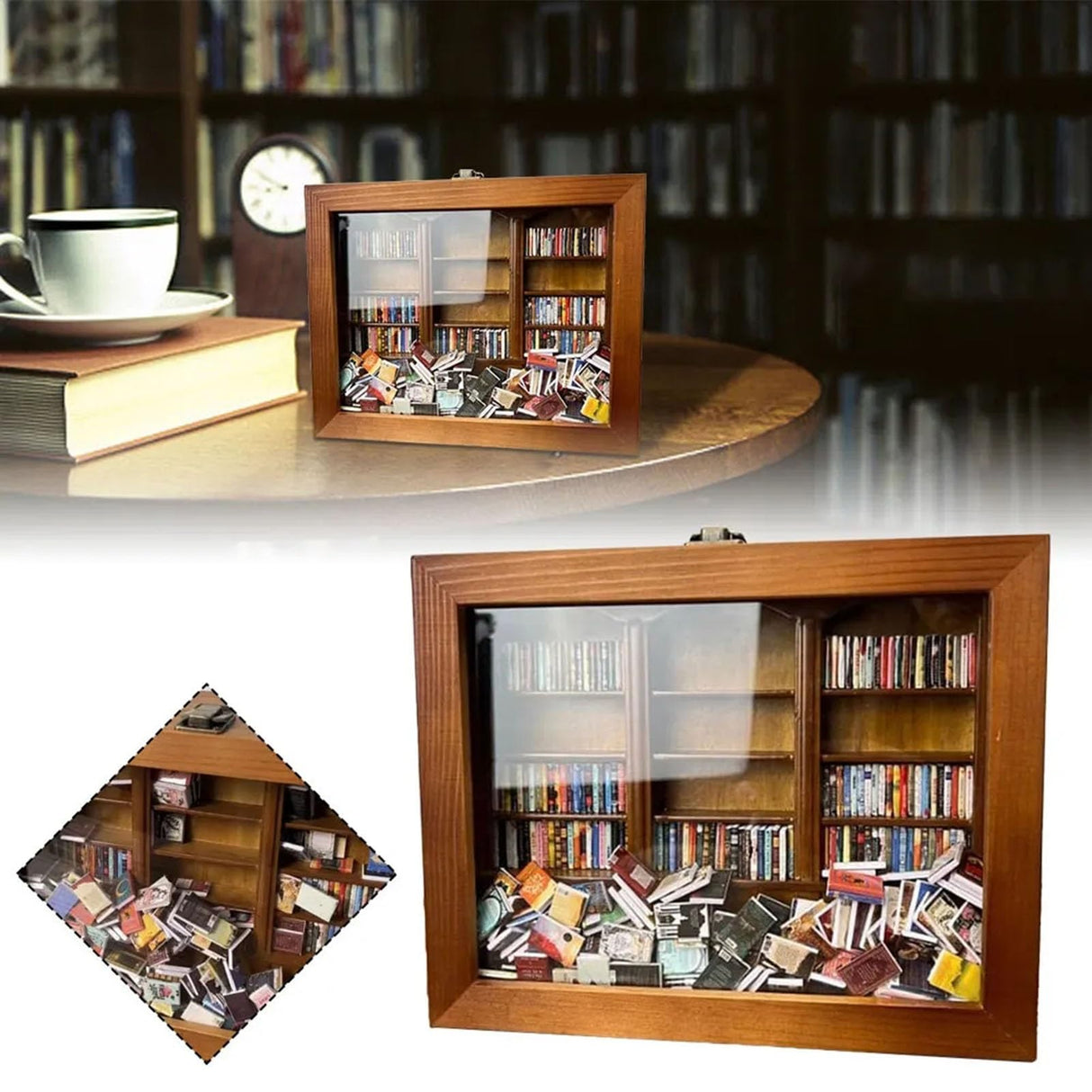 Anxiety Relief Shake Bookshelf – Charming Wooden Miniature Bookcase for Stress-Free Organisation SinSed