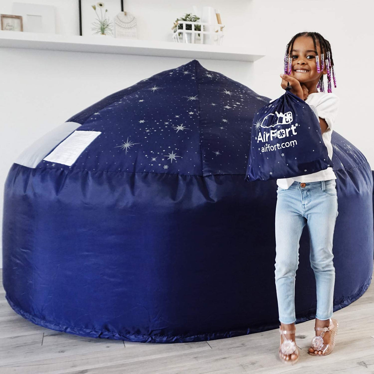 The Original Patented AirFort - Build A Fort in 30 Seconds, Inflatable Fort for Kids, Play Tent for 3-12 Years, A Playhouse Where Imagination Runs Wild, Fan not Included (Starry Night) AIR FORT