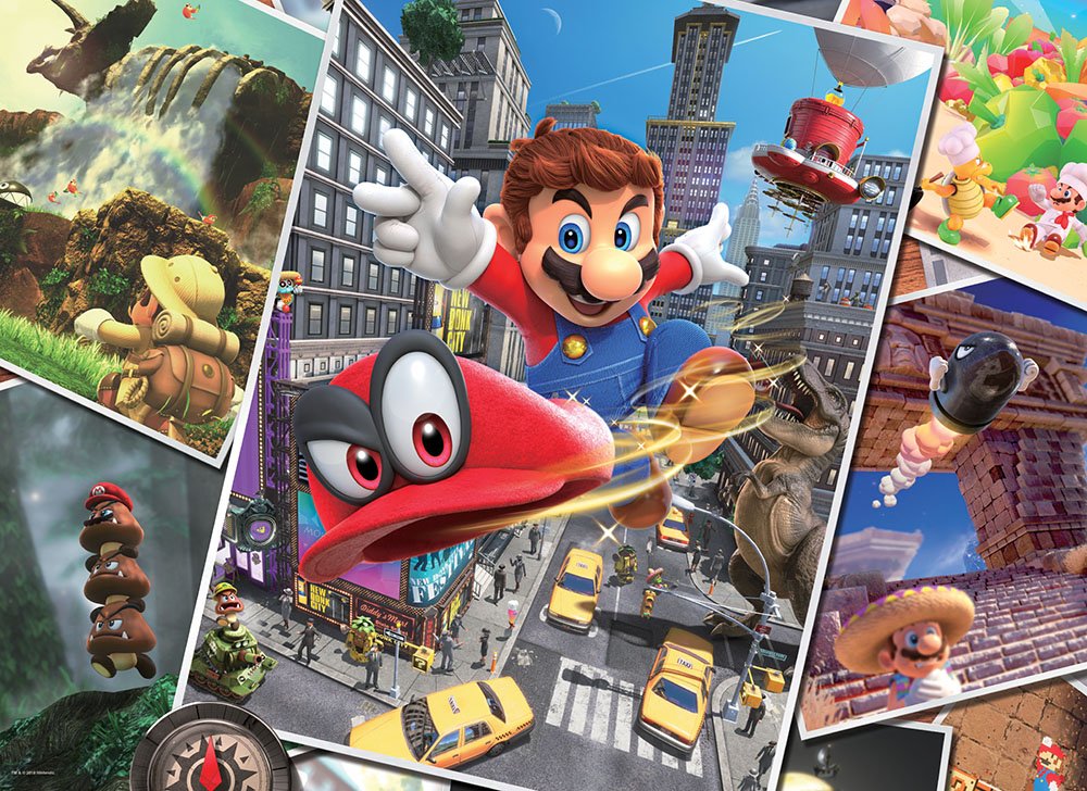 Super Mario Odyssey Snapshots 1,000 Piece Premium Puzzle | Super Mario Odyssey Video Game Collectible Puzzle | Mario Bros Toys USAOPOLY