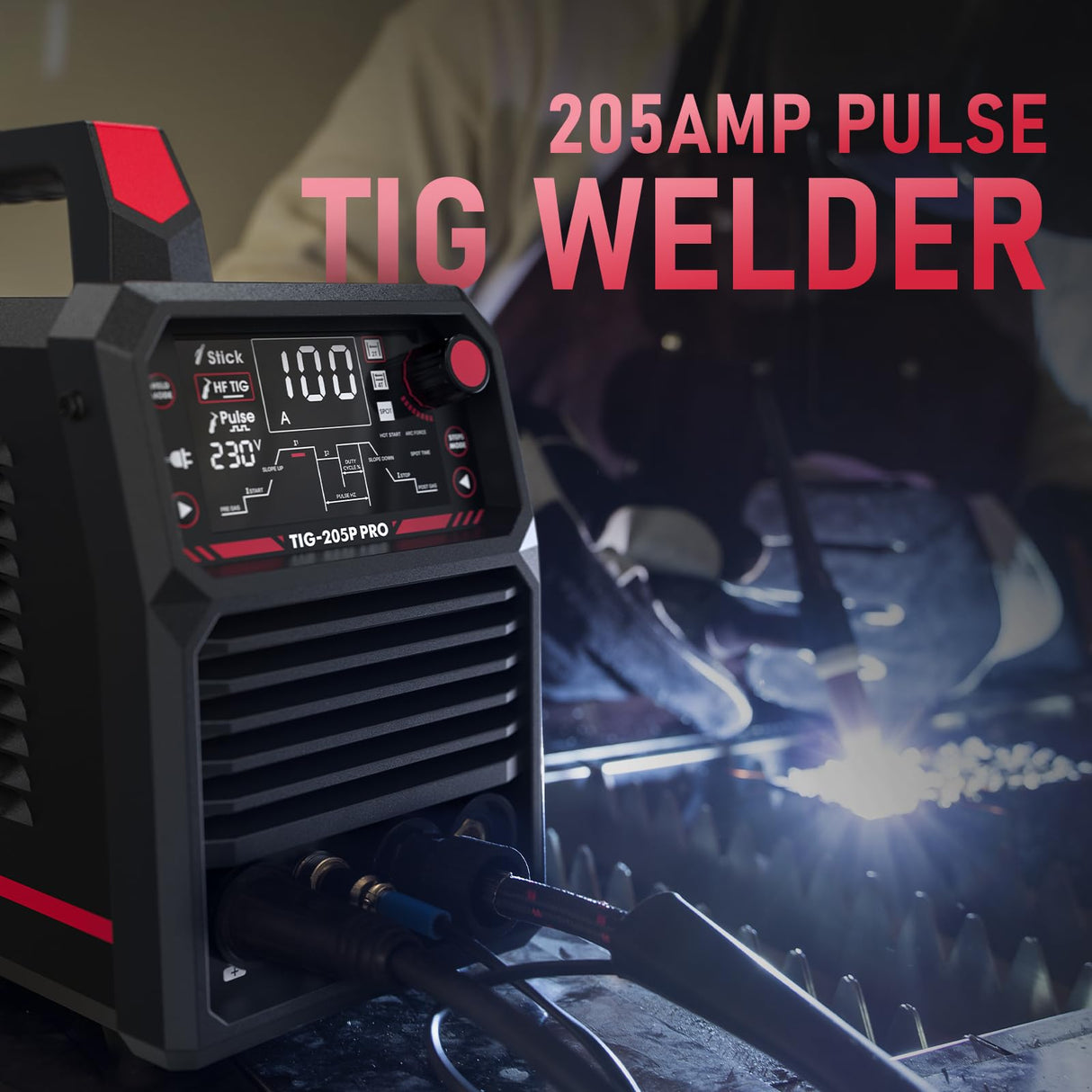 YESWELDER TIG Welder With Pulse 205Amp Large LED Display, STICK/DC TIG/PULSE TIG 3 In 1, 110&220V Dual Voltage TIG Welding Machine TIG-205P YESWELDER