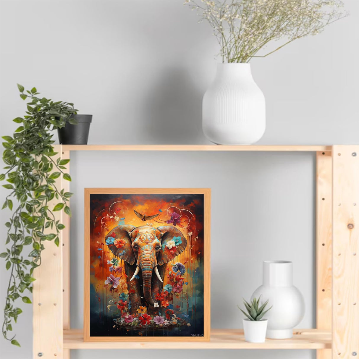 VNUIEHG Elephant Paint by Numbers for Adults, Acrylic Oil Painting by Numbers Kits for Beginner with Paintbrushes Brushes Paintwork Art Canvas for Home Decor 16x20 inch / 40x50 cm VNUIEHG