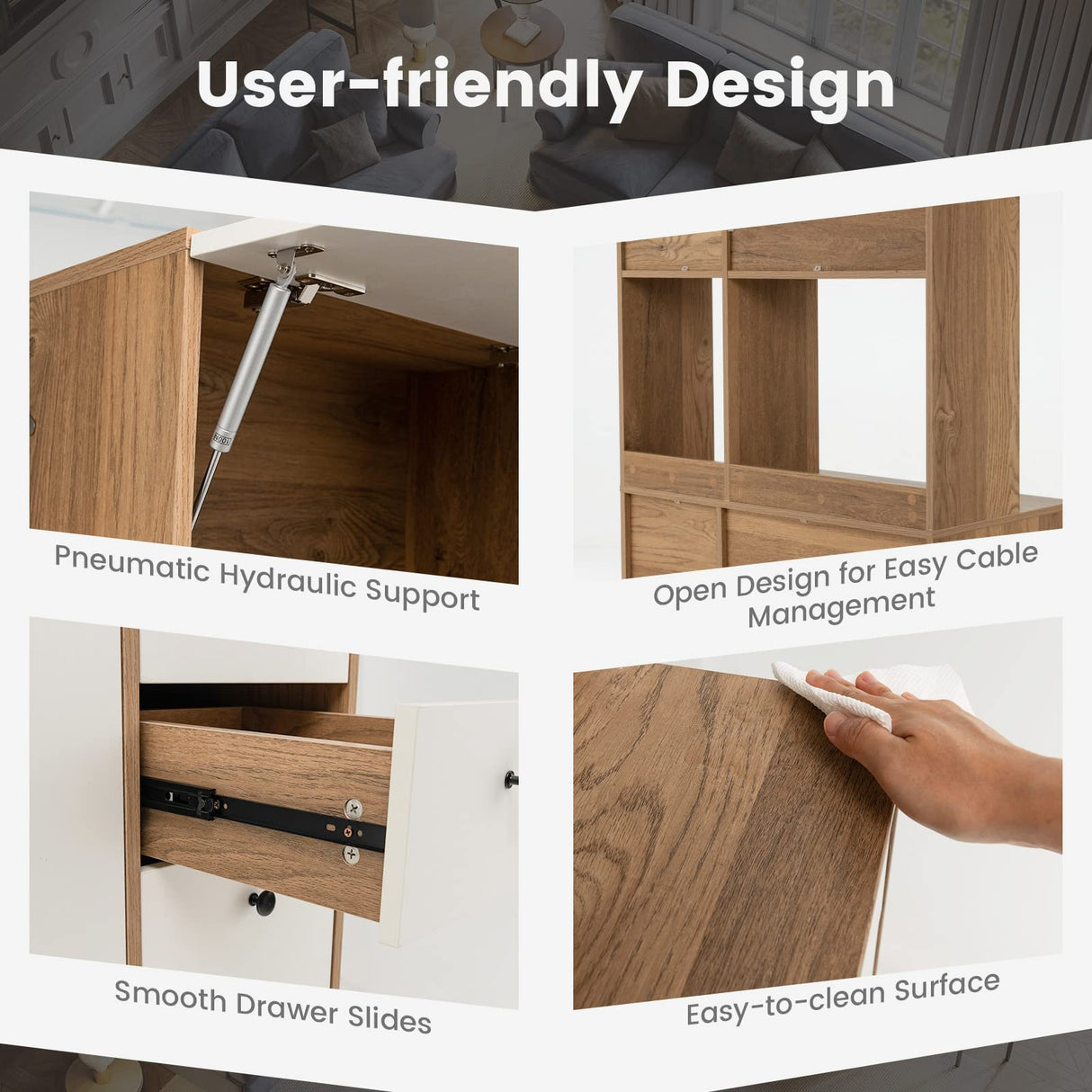 Giantex Kitchen Pantry, Buffet Hutch with 3 Storage Cabinet, 71'' Floor Large Cupboard with 3 Deep Drawers, Wide Countertop, Adjustable Shelves, Tall Sideboard (White & Natural) Giantex