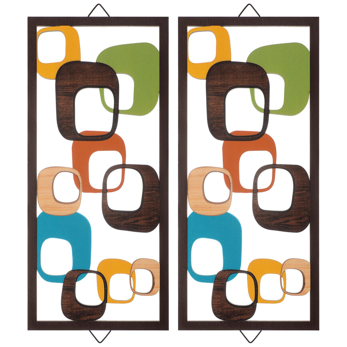 CroBlissful 2 Pcs Mid Century Wall Art Mid Century Modern Wall Decor Elegance Wall Accents Wood Abstract Decor Geometric Panels for Interior Wall Decor Panel Wall Art for Home Living Room(Geometric) CroBlissful