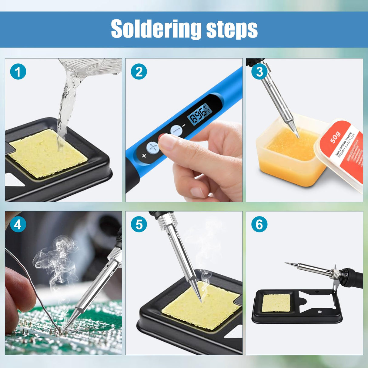 ANBES Soldering Iron Kit, 90W 110V Fast Heat up LCD Digital Soldering Gun kit with Ceramic Heater, 10 in 1 Adjustable Temperature Soldering Kit with Automatic Sleep Mode ANBES