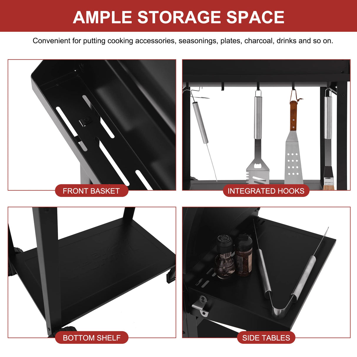 Royal Gourmet CC1830T 30-Inch Barrel Charcoal Grill with Warming Rack & Front Storage Basket, Outdoor BBQ Grill with 627 sq. in. Grilling Area for Backyard Barbecue Cooking Party, Black Royal Gourmet