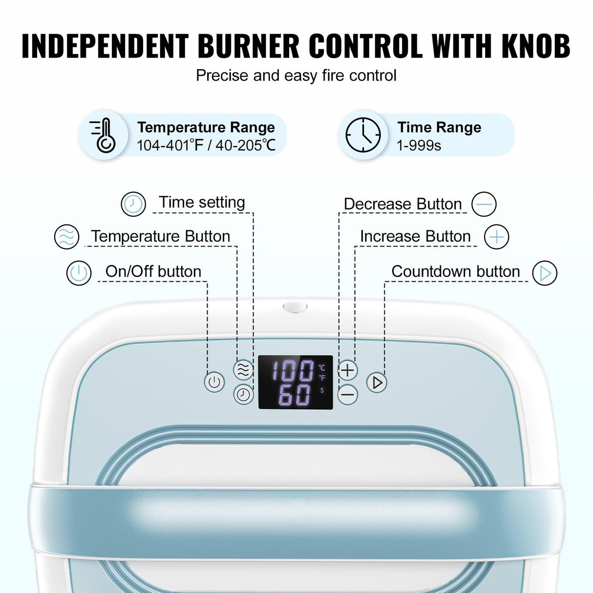 VEVOR Heat Press Machine - 12" x 10" Portable Heat Press - Heat Transfer Machine with Precise Temp Control and Auto-Off Dual-Tube Even Heating - Sublimation Machine for T-Shirts/Bags(Blue+White) VEVOR