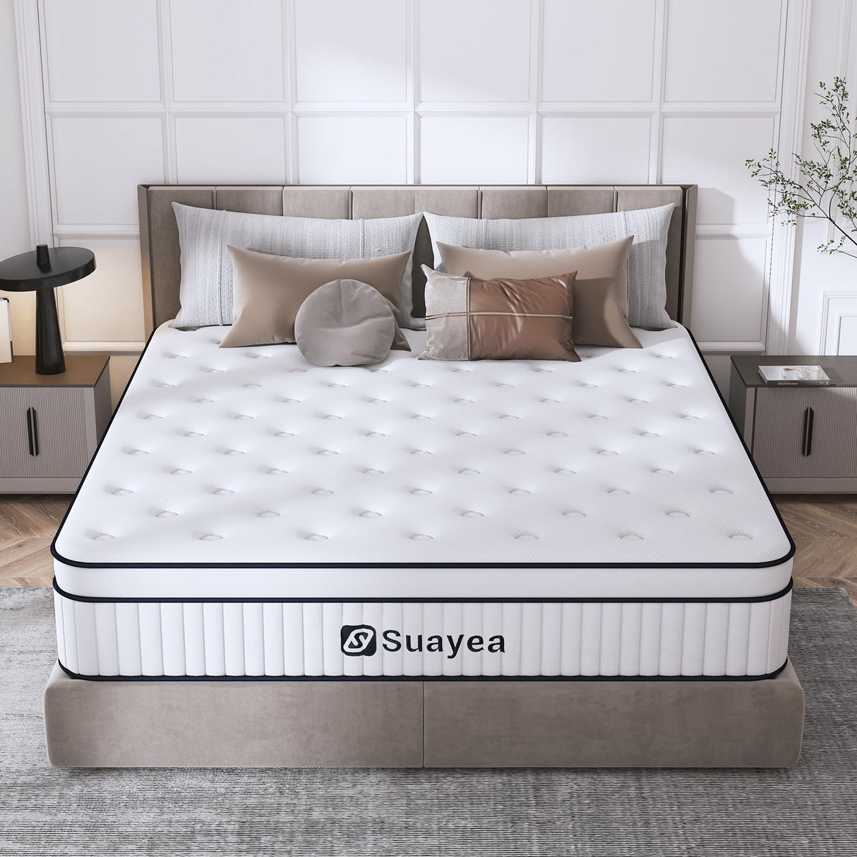 SUAYEA King Mattress, 10 Inch King Size Mattress in a Box, Pocket Spring and Soft Foam, Ultimate Motion Isolation, Strong Support, Medium Firm SUAYEA