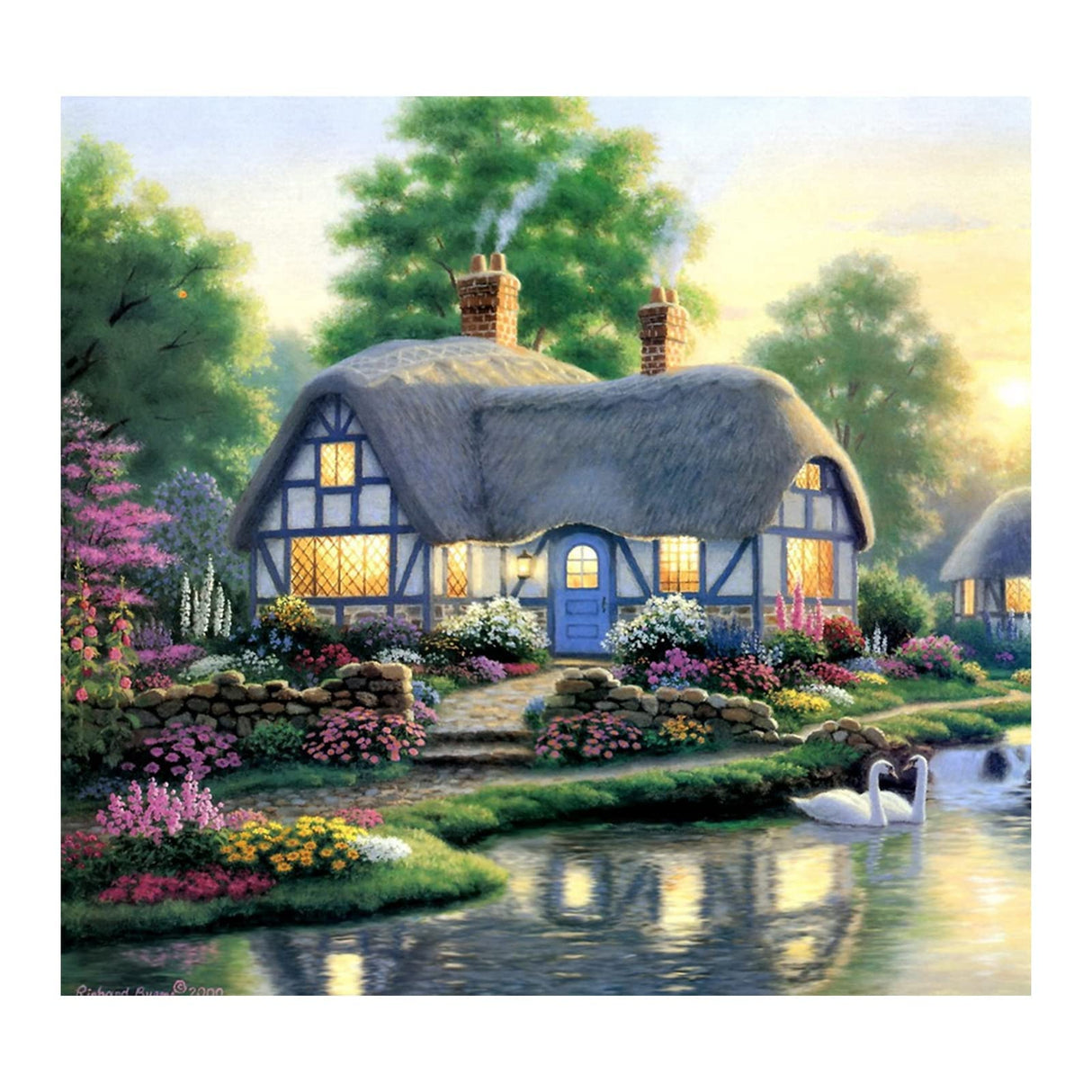 Landscape Diamond Art Kits for Adults: Country Diamond Painting Cottage DIY 5d Diamond Painting Kit Full Drill Landscape Adults' Paint-by-Number Kits Diamond Art Pictures 12 x 12 Inch Woteilus