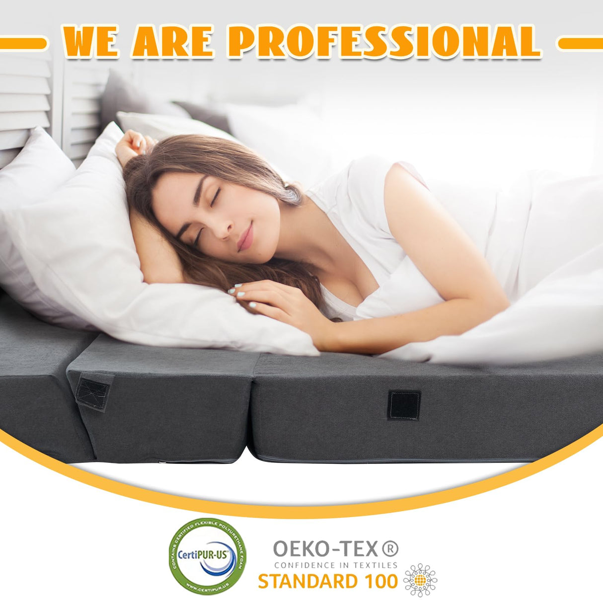 jela Sofa Bed Foldable Mattress Luxury Miss Fabric, Folding Sleeper Sofa Chair Bed Floor Mattress Floor Couch, Fold Out Couch Futon Mattress for Guest Room, Living Room (83"x33",Dark Gray) jela