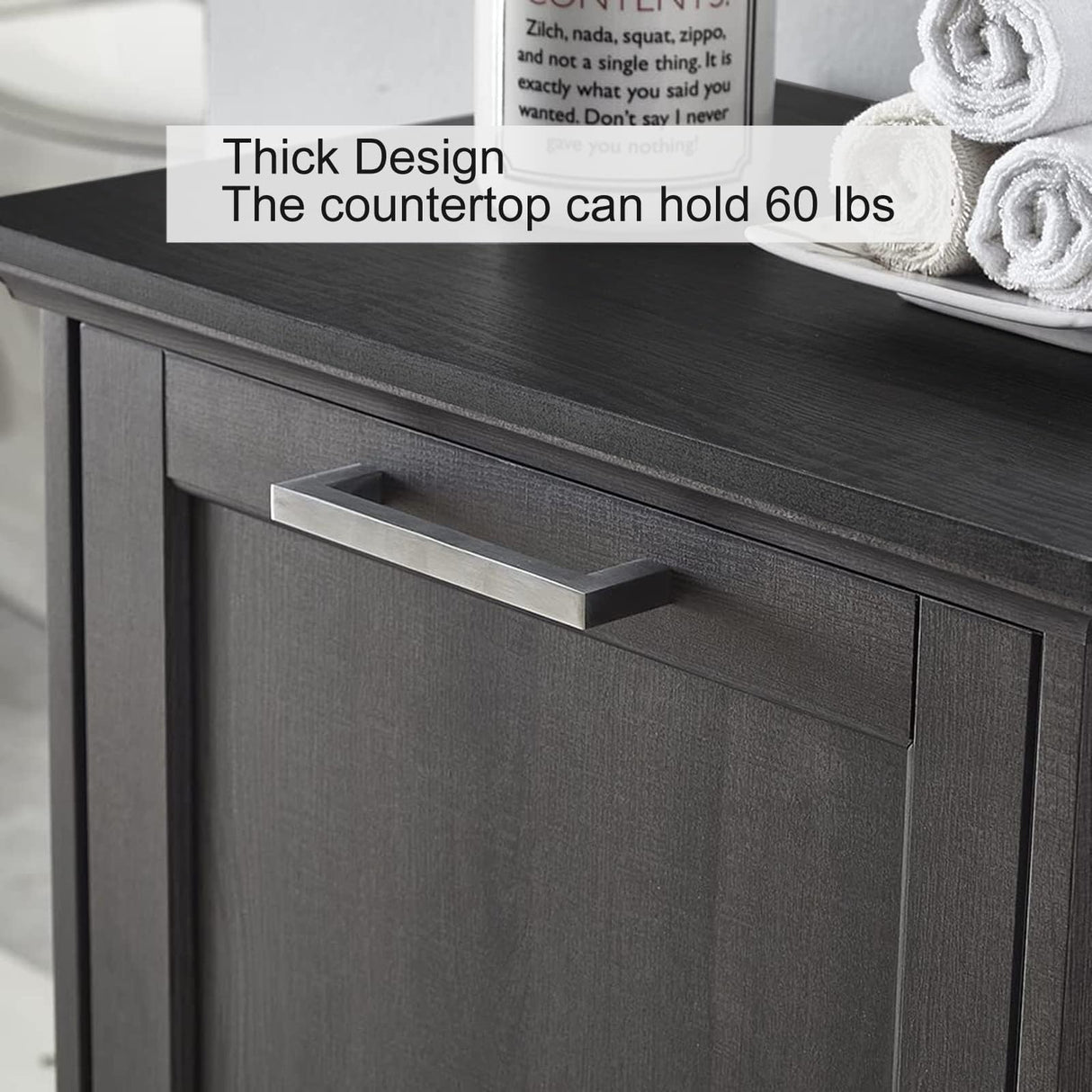 OLD CAPTAIN Wooden Tilt Out Trash Cabinet, Hidden Trash Can Kitchen Holds 10 Gallons (Dark Brown+Black Top Panel) OLD CAPTAIN