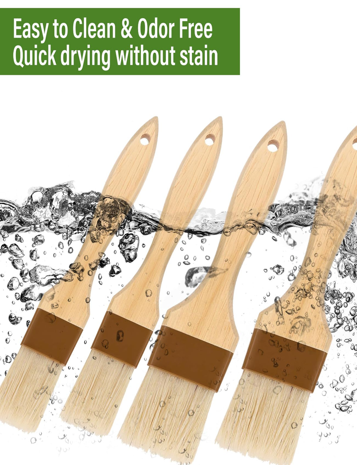 Basting Brush,1.5"&1" Pastry Brush-Natural Bristle Basting Brush for Cooking and Baking,Food Brush,Oil Brush,Butter Brush, Cooking Brush for Oil and Sauce,Kitchen Brush for Cooking Baster Brush(4 Pc) NXRACSH