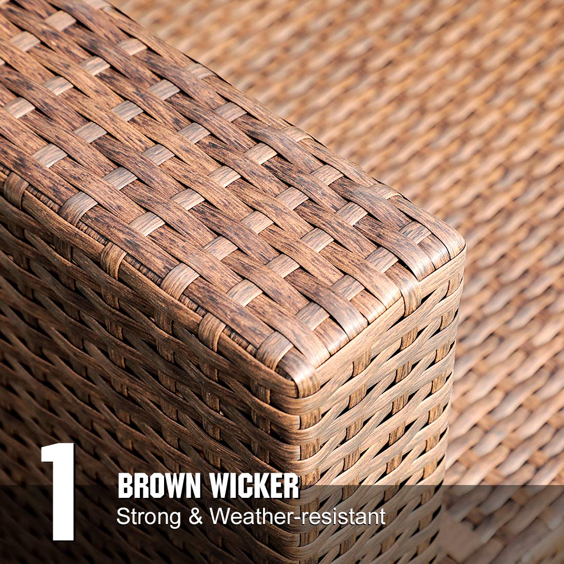 Patiorama 5 Piece Outdoor Patio Furniture Set, Outdoor Sectional Conversation Set, All-Weather Brown PE Wicker w/Beige Cushions, Outdoor Backyard Porch Garden Poolside Balcony Furniture Set Patiorama