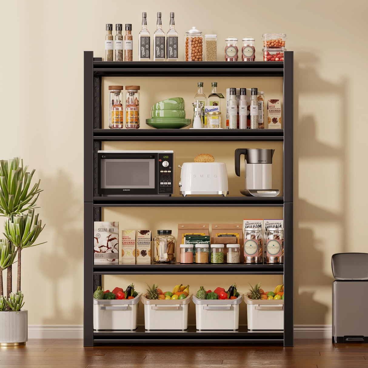 5 Tier Garage Shelving Storage Shelves 2000LBS Heavy Duty Metal Shelving Units 63" H Adjustable Industrial Utility Shelves Rack for Warehouse Garage Basement Living Room (15.7" D×31.5" W×63" H) Guomao