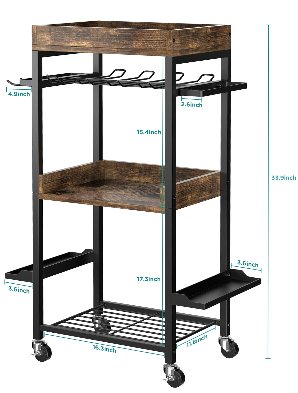 Famyards Power Tool Organizer with Wheels Tool Holder Drill Rack Shelf Rolling Cart Tool Box Utility Cart for Garage, Workshop Famyards