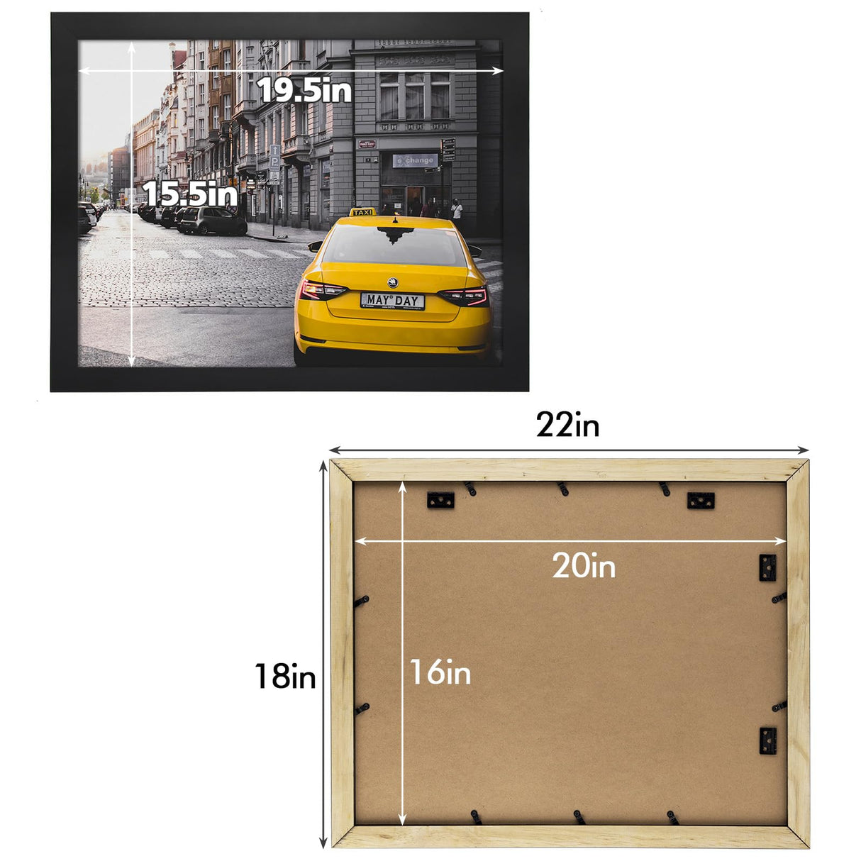 Golden State Art 16x20 Wood Picture Frame with Real Glass and 1.25'' Wide (Black) Golden State Art