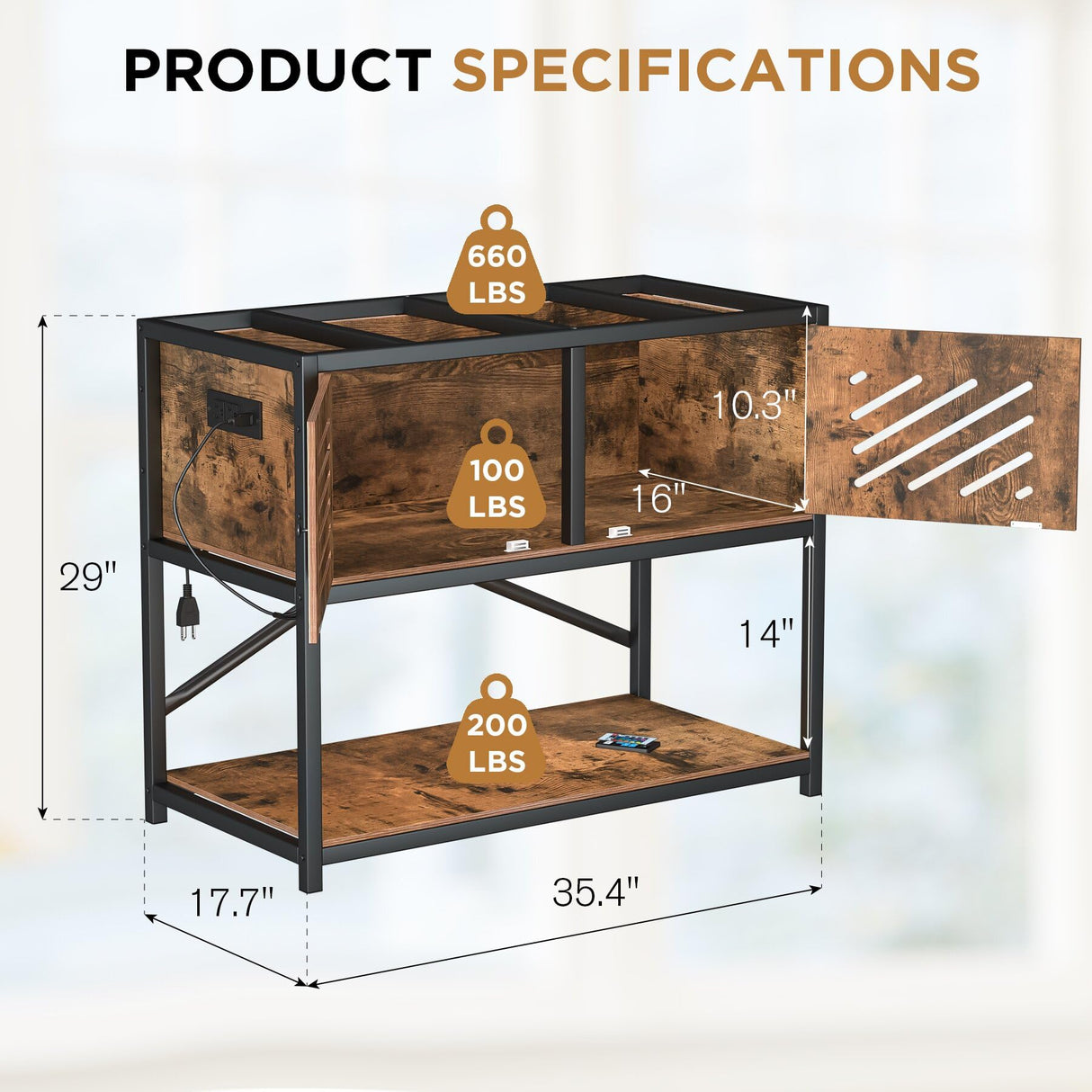 MELLCOM 40-50 Gallon Fish Tank Stand with Power Outlets and LED Light, Metal Aquarium Stand with Cabinet for Fish Tank Accessories Storage, Turtle Reptile Terrariums Stand Rack, Tank not Included MELLCOM