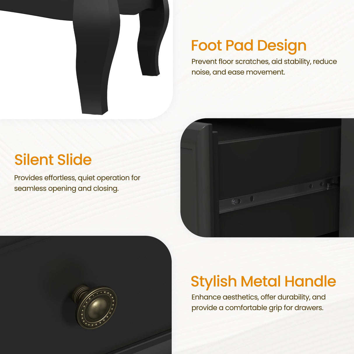 RoyalCraft Dresser for Bedroom, 7 Drawers Dresser with Distinctive Wooden Legs & Black Paint Finish, Black Drawer Dresser with Spacious Storage Space for Bedroom, Hallway RoyalCraft