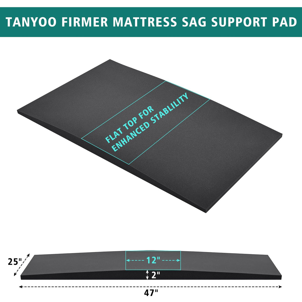 TANYOO Sagging Mattress Support Fix Sinking Beds High Density Foam Insert Pad for Sagging Bed Repair and Extends Life 47 x 25 x 2 Inches Pack of 1 TANYOO